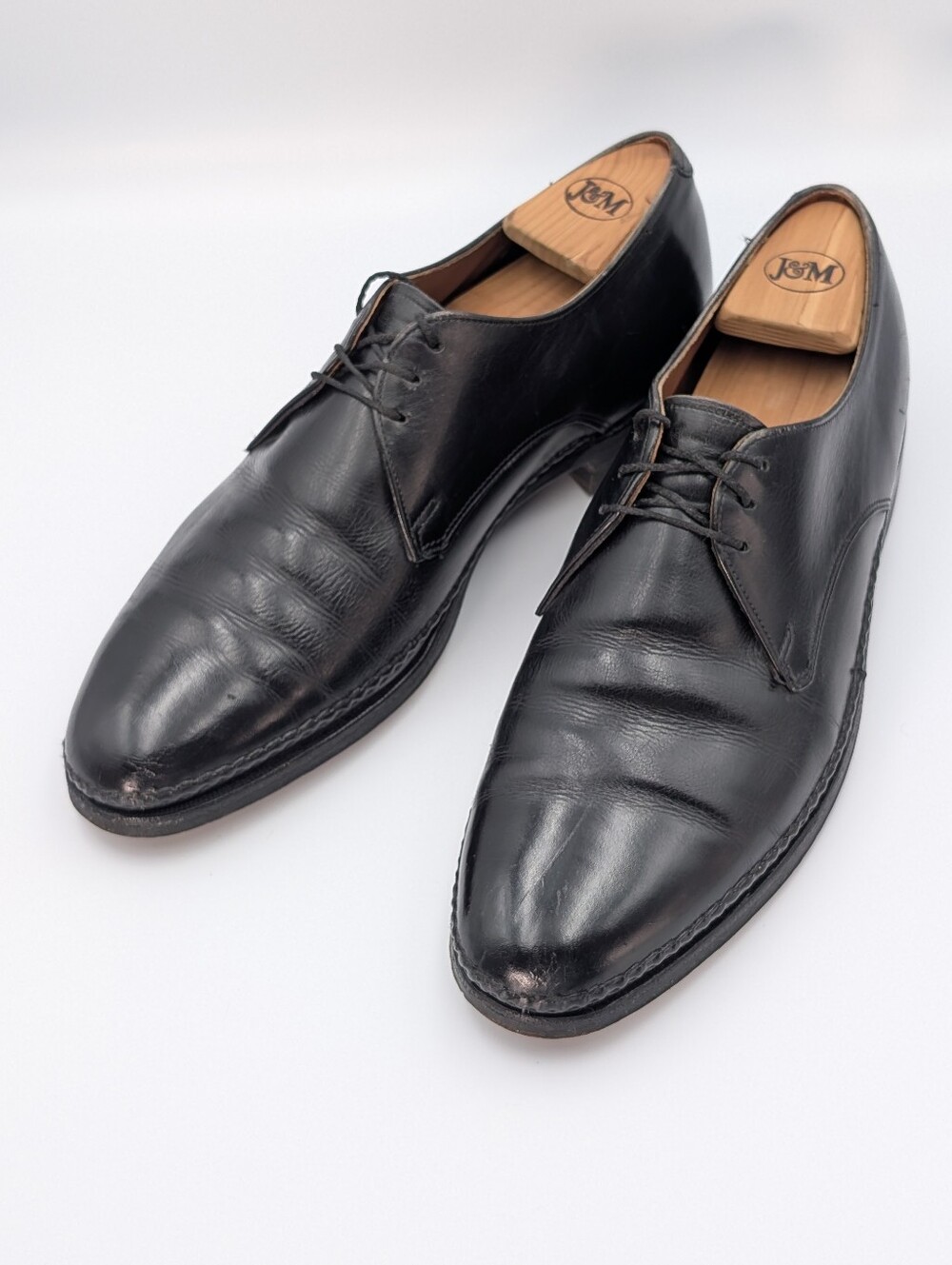 Vintage Hartt Shoe Co. Black Imported Calf Leather Men’s Derby Shoes 8 Handmade